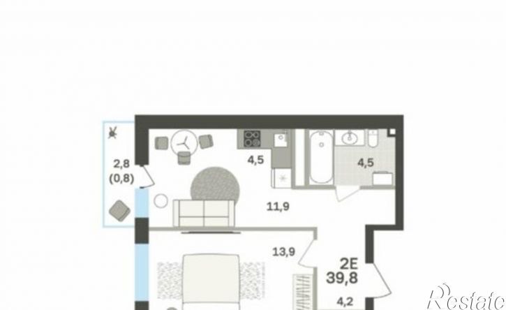 2-комн квартира в новом доме Пермь, бульвар Гагарина, 72