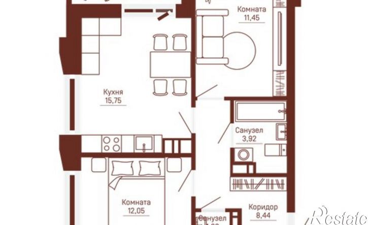 2-комн квартира в новом доме Пермь, Кронштадтская улица, 39