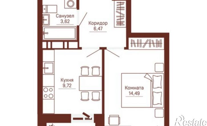 1-комн квартира в новом доме Пермь, Кронштадтская улица, 39