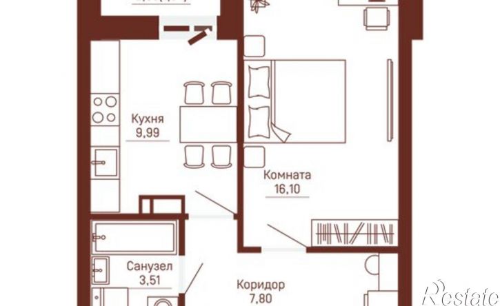 1-комн квартира в новом доме Пермь, Кронштадтская улица, 39
