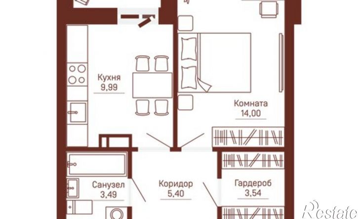 1-комн квартира в новом доме Пермь, Кронштадтская улица, 39