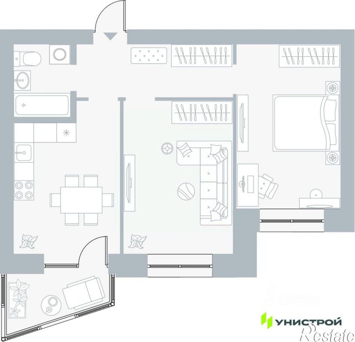 2-комн квартира в новом доме Рионская улица, 4А