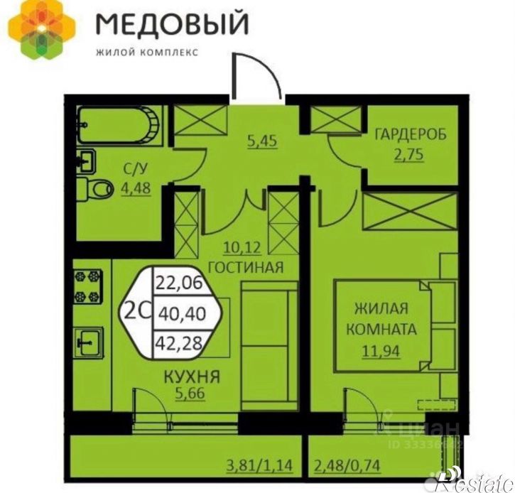 2-комн квартира ул Н.М.Яблокова, 2,  д. 2