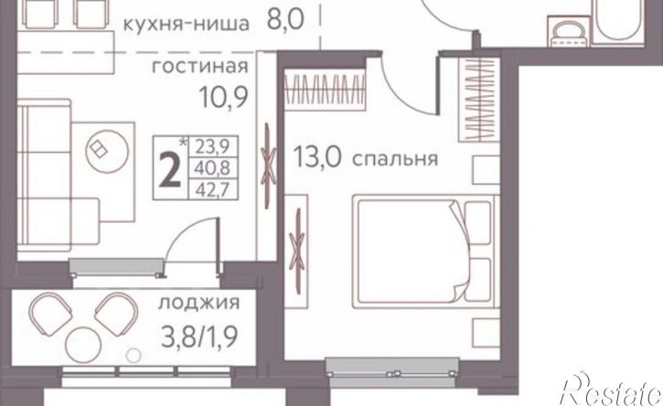 2-комн квартира в новом доме Пермь, Серебристая улица, 3